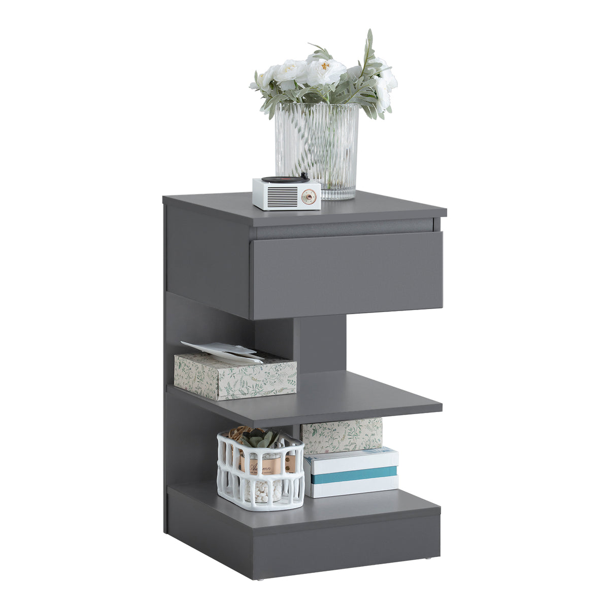 SoBuy FBT49-HG, Bedside Table Night Stand Side Table End Table Coffee Table, Grey