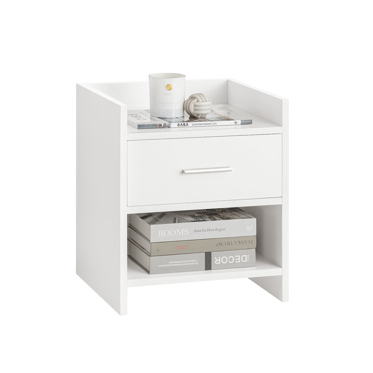 SoBuy FBT66-W, Side Table End Table Bedside Table Night Table Stand with Drawer, White
