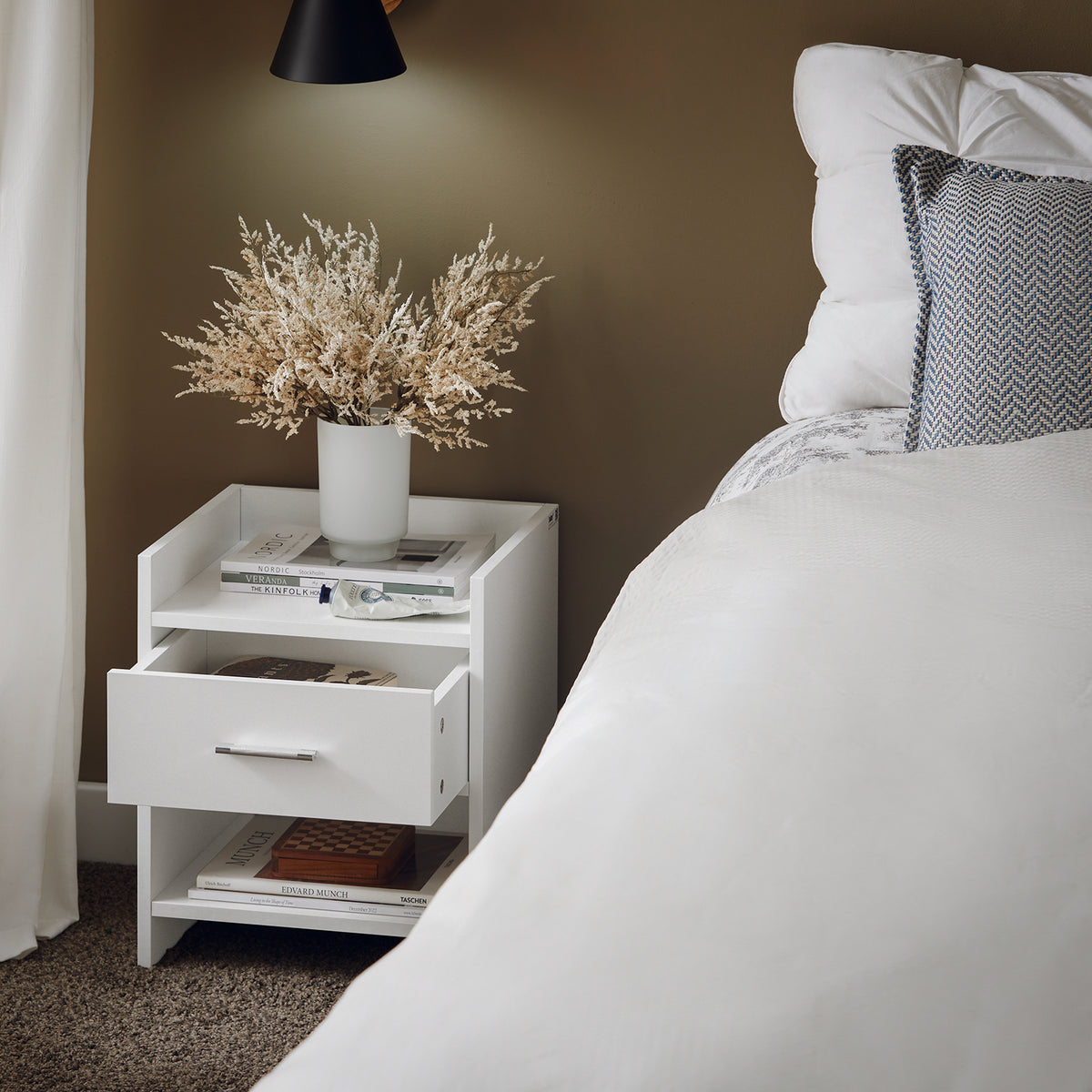 SoBuy FBT66-W, Side Table End Table Bedside Table Night Table Stand with Drawer, White