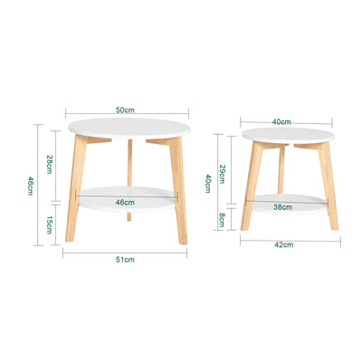 SoBuy FBT75-W, Set of 2 Side Tables with Storage, Living Room Tables Nesting Tables, White