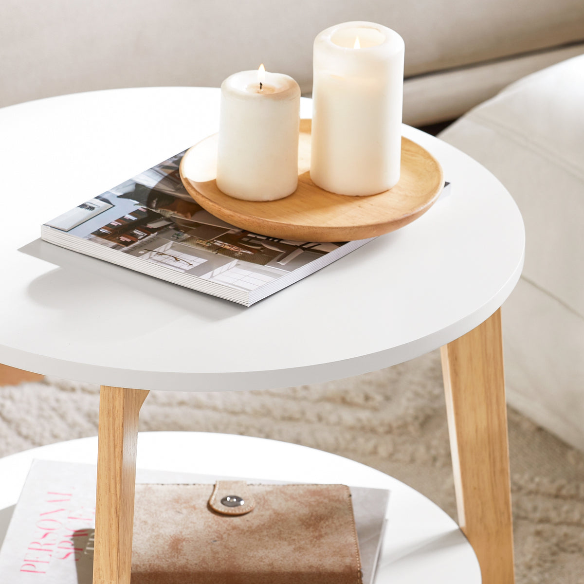 SoBuy FBT75-W, Set of 2 Side Tables with Storage, Living Room Tables Nesting Tables, White
