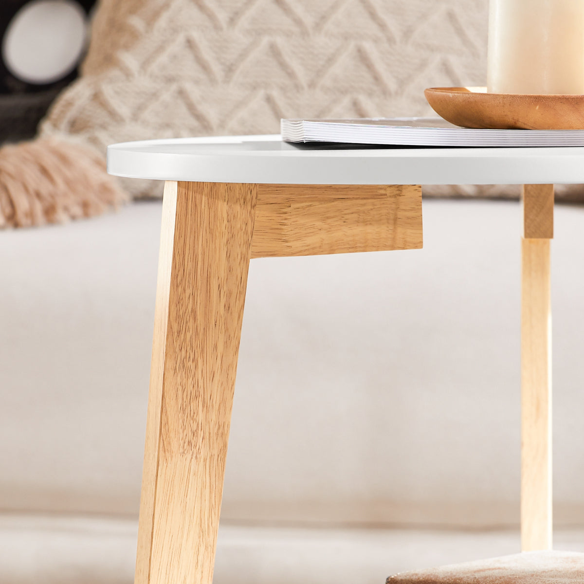 SoBuy FBT75-W, Set of 2 Side Tables with Storage, Living Room Tables Nesting Tables, White