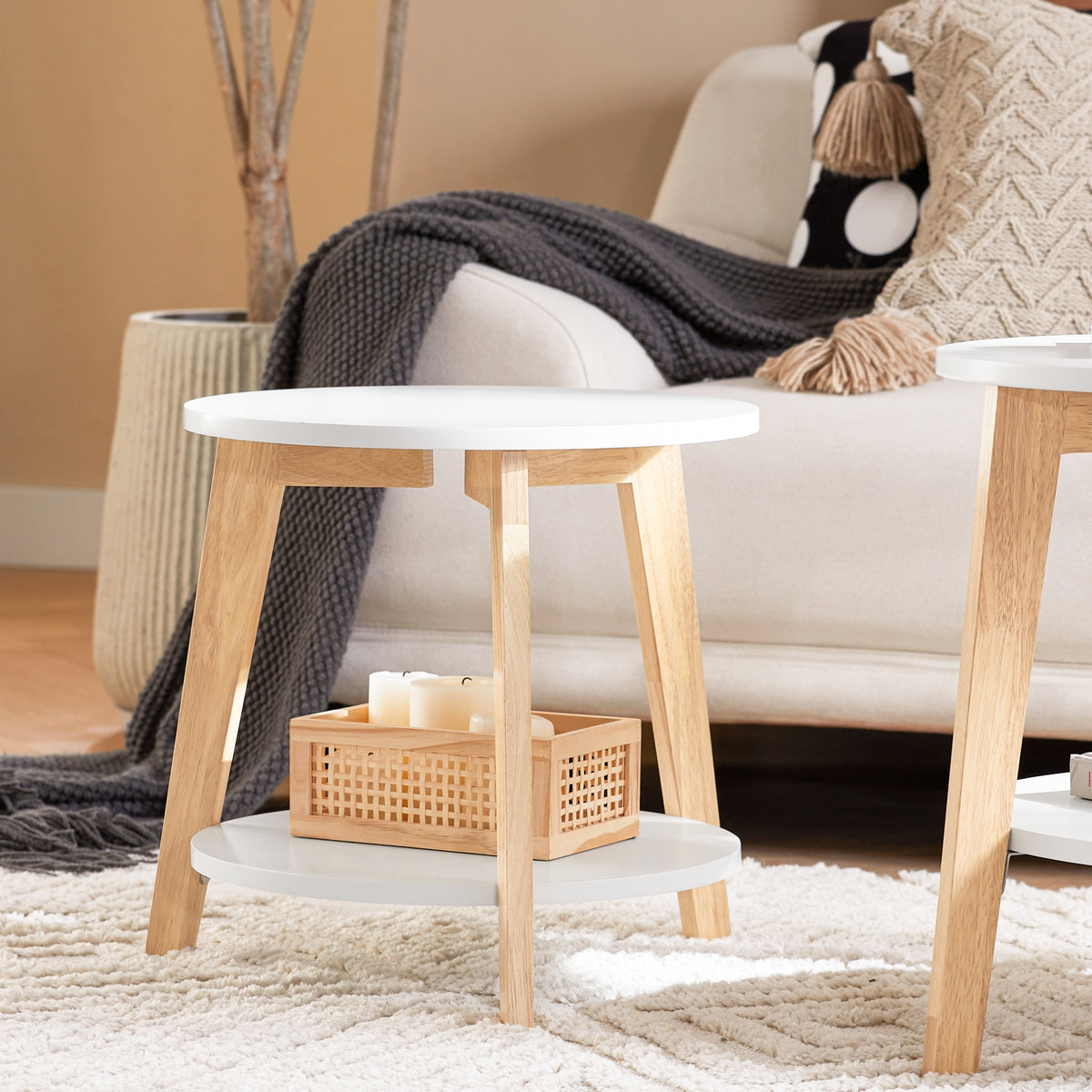 SoBuy FBT75-W, Set of 2 Side Tables with Storage, Living Room Tables Nesting Tables, White