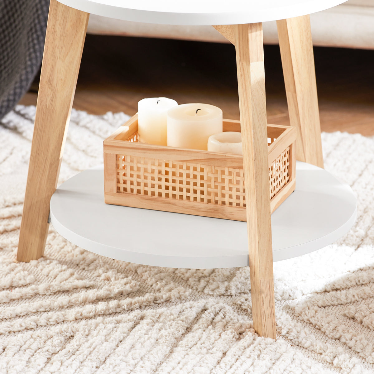 SoBuy FBT75-W, Set of 2 Side Tables with Storage, Living Room Tables Nesting Tables, White
