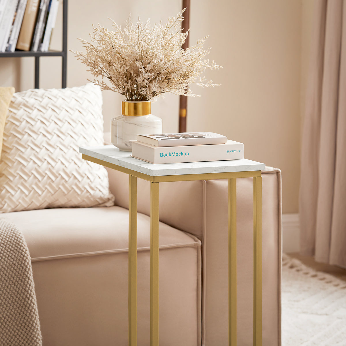 SoBuy FBT87-G, Side Table End Table Coffee Tea Table, Bed Sofa Side Table Laptop Table, Gold