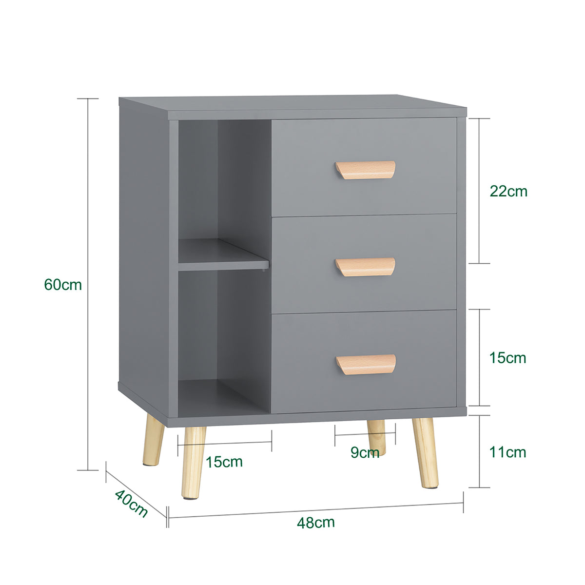 SoBuy FBT95-HG, Bedside Table End Table Sofa Table Nightstand Lamp Table, Grey