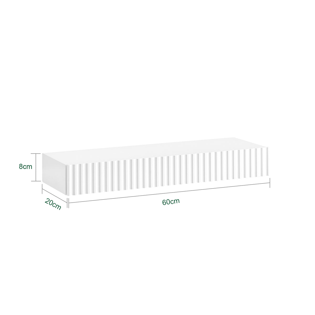 SoBuy FHK38-W, Floating Shelf with Drawer & LED Motion Sensor Light, Wall Shelf for Bedroom, Entryway & Living Room, Battery-Powered, W60 x D20 x H8cm, White