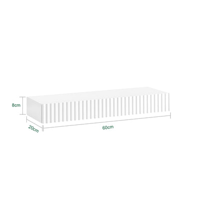 SoBuy FHK38-W, Floating Shelf with Drawer & LED Motion Sensor Light, Wall Shelf for Bedroom, Entryway & Living Room, Battery-Powered, W60 x D20 x H8cm, White