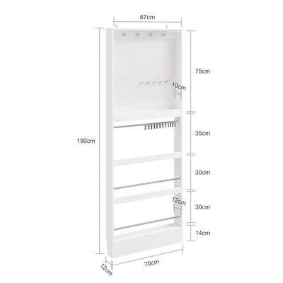SoBuy FHK39-W, Slim Hall Tree with Coat Rack & Shoe Storage, 3-in-1, White, 70x12x190cm - view 3