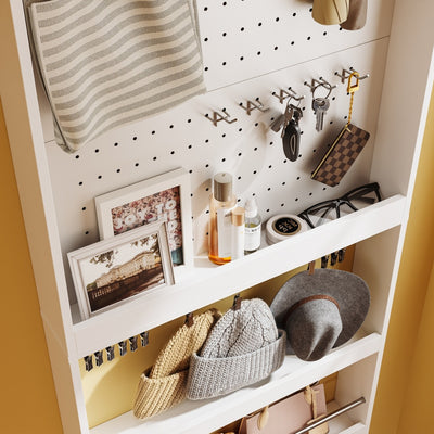 SoBuy FHK39-W, Slim Hall Tree with Coat Rack & Shoe Storage, 3-in-1, White, 70x12x190cm - view 9