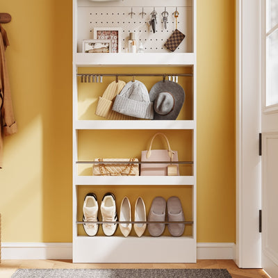 SoBuy FHK39-W, Slim Hall Tree with Coat Rack & Shoe Storage, 3-in-1, White, 70x12x190cm - view 12
