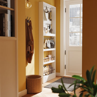 SoBuy FHK39-W, Slim Hall Tree with Coat Rack & Shoe Storage, 3-in-1, White, 70x12x190cm - view 2