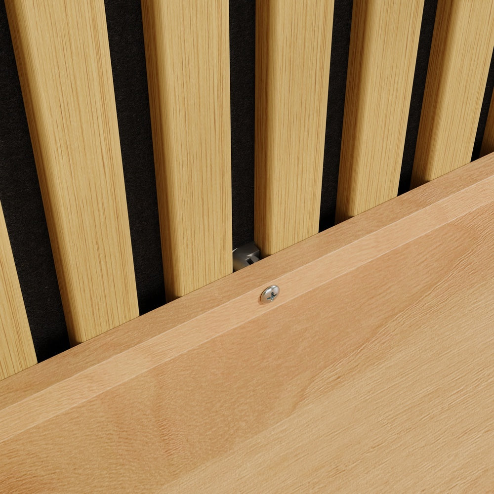 SoBuy FHK40-N, Acoustic Slat Wall Panel Shelf with 3 Hooks & 2 Removable Shelves, Entryway, Natural, 120x19x120cm - view 7