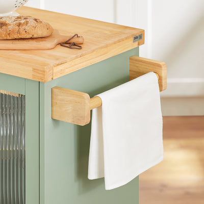 SoBuy FKW114-GR, Kitchen Island Kitchen Storage Trolley Sideboard on Wheels, Green