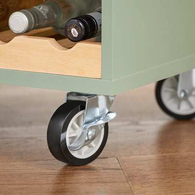 SoBuy FKW114-GR, Kitchen Island Kitchen Storage Trolley Sideboard on Wheels, Green