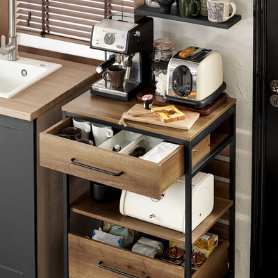 SoBuy FKW118-PF, Industrial Vintage Style Kitchen Trolley Cart Kitchen Storage Trolley Serving Trolley, Brown