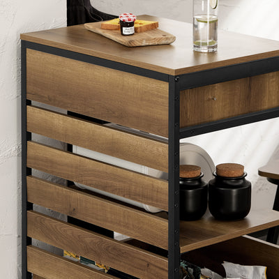 SoBuy FKW118-PF, Industrial Vintage Style Kitchen Trolley Cart Kitchen Storage Trolley Serving Trolley, Brown
