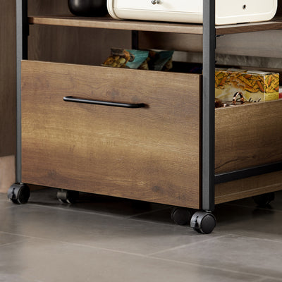 SoBuy FKW118-PF, Industrial Vintage Style Kitchen Trolley Cart Kitchen Storage Trolley Serving Trolley, Brown