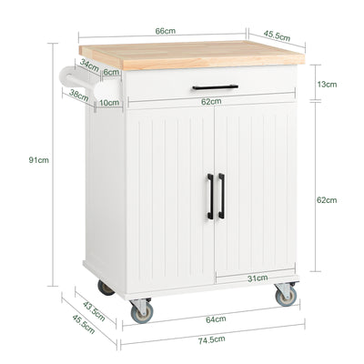 SoBuy FKW119-WN, Kitchen Storage Trolley Mobile Kitchen Cabinet Cupboard, White