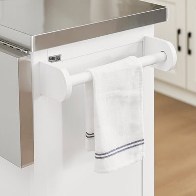 SoBuy FKW128-II-ST, Kitchen Island on Wheels Rolling Storage Trolley with Expandable Worktop Kitchen Storage Unit Cabinet Sideboard Perfect for Kitchen Organisation W130 x D46/71 x H91cm White