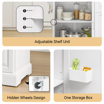 SoBuy FKW128-II-ST, Kitchen Island on Wheels Rolling Storage Trolley with Expandable Worktop Kitchen Storage Unit Cabinet Sideboard Perfect for Kitchen Organisation W130 x D46/71 x H91cm White