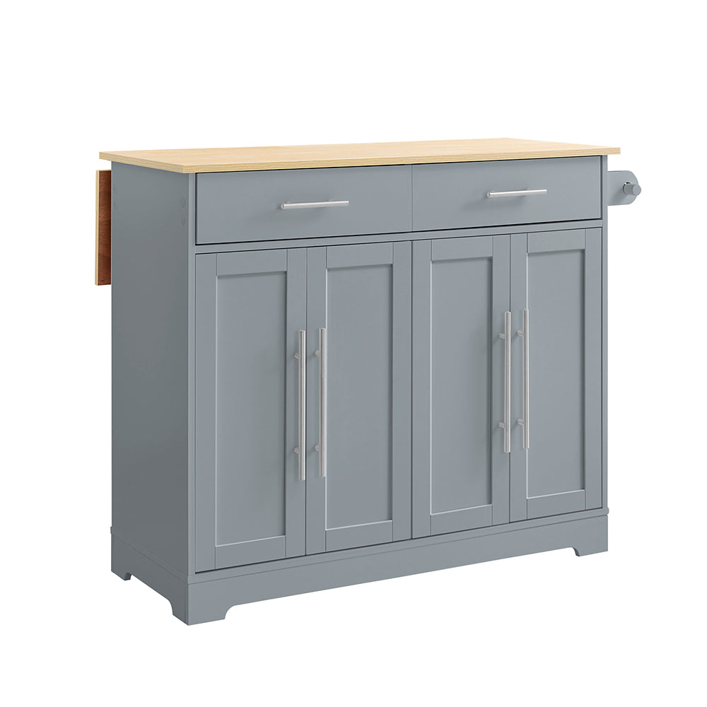 SoBuy FKW129-HG, Kitchen Island on Wheels with 2 Drawers & Foldable Shelf, Gray, 107x69x91cm - view 1