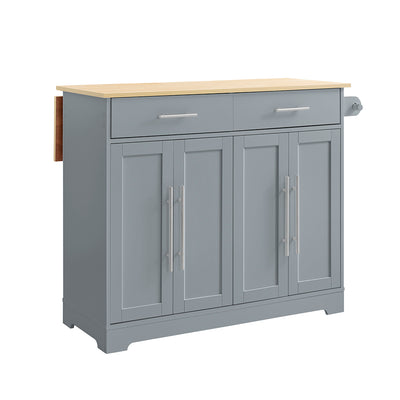 SoBuy FKW129-HG, Kitchen Island on Wheels with 2 Drawers & Foldable Shelf, Gray, 107x69x91cm - view 1