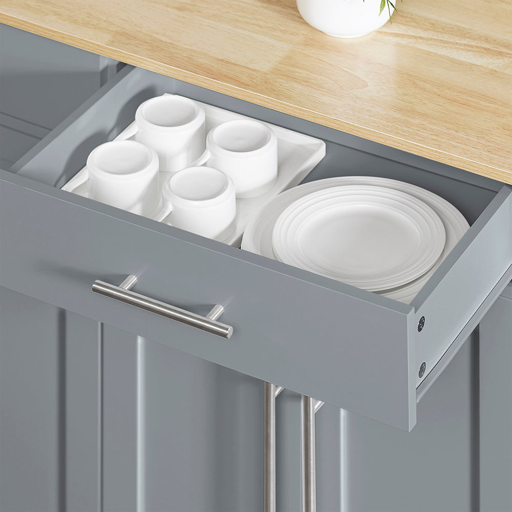 SoBuy FKW129-HG, Kitchen Island on Wheels with 2 Drawers & Foldable Shelf, Gray, 107x69x91cm - view 8