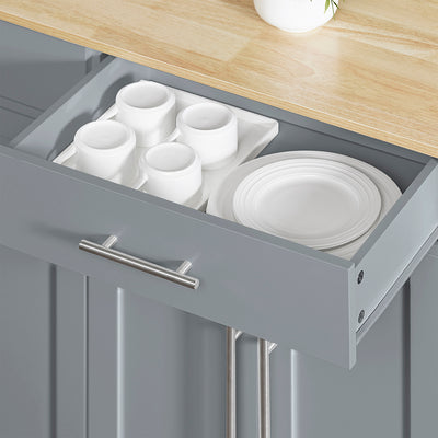 SoBuy FKW129-HG, Kitchen Island on Wheels with 2 Drawers & Foldable Shelf, Gray, 107x69x91cm - view 8