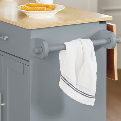 SoBuy FKW129-HG, Kitchen Island on Wheels with 2 Drawers & Foldable Shelf, Gray, 107x69x91cm - view 9