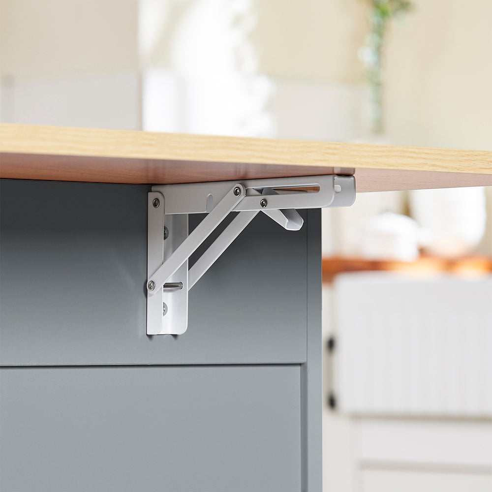 SoBuy FKW129-HG, Kitchen Island on Wheels with 2 Drawers & Foldable Shelf, Gray, 107x69x91cm - view 10