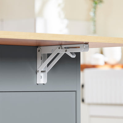 SoBuy FKW129-HG, Kitchen Island on Wheels with 2 Drawers & Foldable Shelf, Gray, 107x69x91cm - view 10