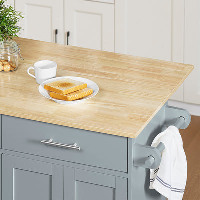 SoBuy FKW129-HG, Kitchen Island on Wheels with 2 Drawers & Foldable Shelf, Gray, 107x69x91cm - view 11