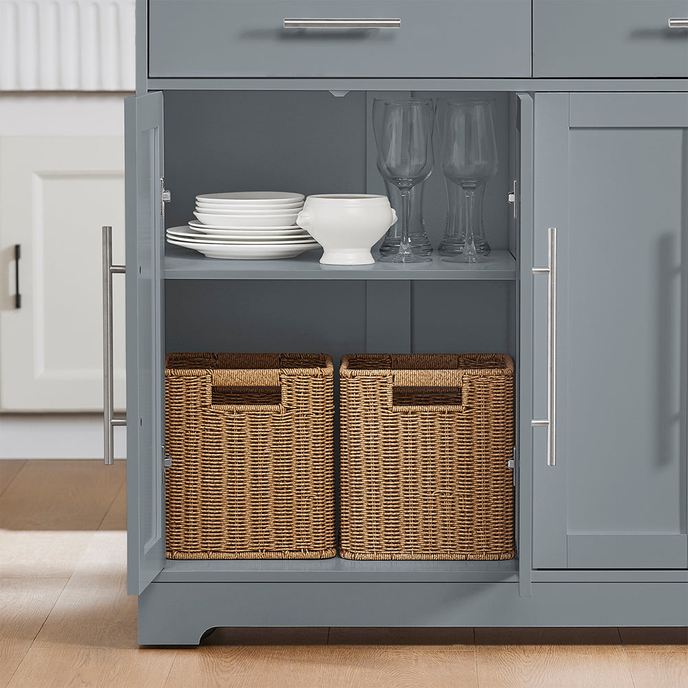 SoBuy FKW129-HG, Kitchen Island on Wheels with 2 Drawers & Foldable Shelf, Gray, 107x69x91cm - view 12