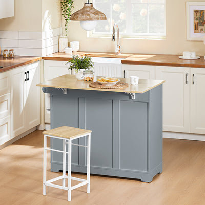 SoBuy FKW129-HG, Kitchen Island on Wheels with 2 Drawers & Foldable Shelf, Gray, 107x69x91cm - view 5