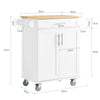 SoBuy FKW13-II-WN, Kitchen Cabinet Kitchen Storage Trolley Cart with Bamboo Worktop, 1 Large Cupboard and 1 Drawer, White