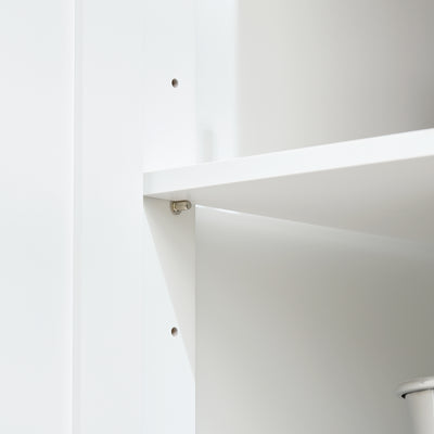 SoBuy FKW13-II-WN adjustable shelf inside double cabinet close-up – 3-level height settings on white kitchen trolley