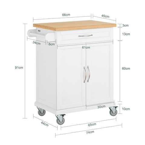 SoBuy FKW13-WN, Kitchen Storage Trolley Cart + Free Kitchen Hanging Shelf KCR03-N
