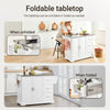 Pre-sale SoBuy FKW41-III-ST, Extendable Kitchen Island Kitchen Cabinet Sideboard Kitchen Storage Trolley with Stainless Steel Worktop, White