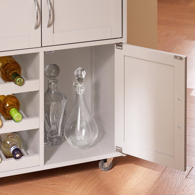 SoBuy FKW45-KA double cabinet interior detail – enclosed storage on khaki rolling kitchen trolley