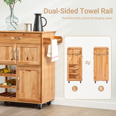 Pre-sale SoBuy FKW45-N, Kitchen Trolley on Wheels Solid Wood Free-Standing Storage Unit with Wine Rack, Drawer & Cupboards, Small Kitchen Island – Ideal for Coffee Station, Dining Room, Outdoor Bar 66x38x86cm