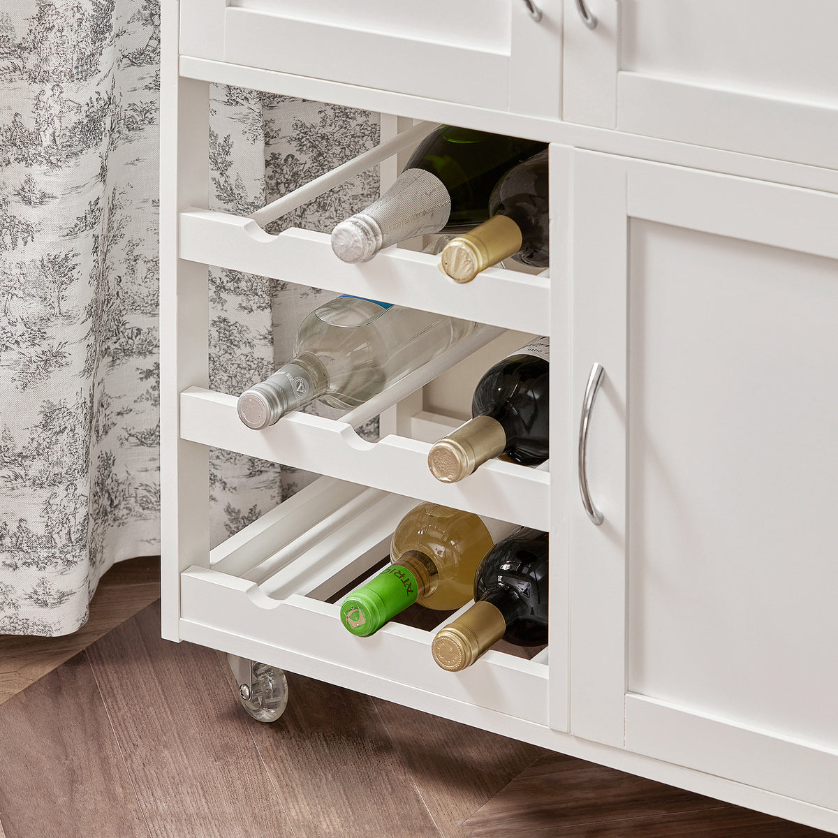 SoBuy FKW45-WN, Kitchen Storage Trolley Serving Trolley Kitchen Storage Cabinet with Rubber Wood Worktop, White