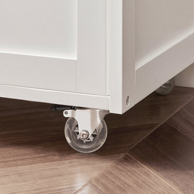 SoBuy FKW45-WN, Kitchen Storage Trolley Serving Trolley Kitchen Storage Cabinet with Rubber Wood Worktop, White