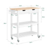 SoBuy FKW68-WN, Kitchen StorageServing Trolley with Rubber Wood Top 2 Drawers 2 Shelves