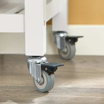 SoBuy FKW68-WN, Kitchen Storage  Serving Trolley with Rubber Wood Top 2 Drawers 2 Shelves, White