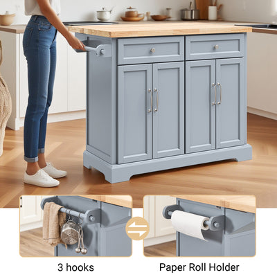 SoBuy FKW71-II-HG side towel rack and 3 S-hooks for kitchen towels and utensils grey kitchen island
