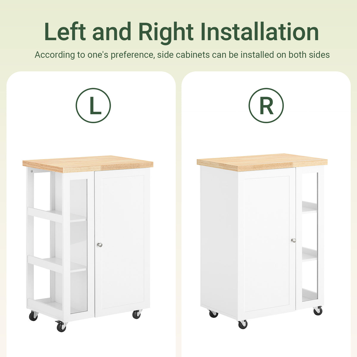 SoBuy FKW75-WN 3-tier tempered glass side rack mountable on left or right side flexible installation white kitchen trolley