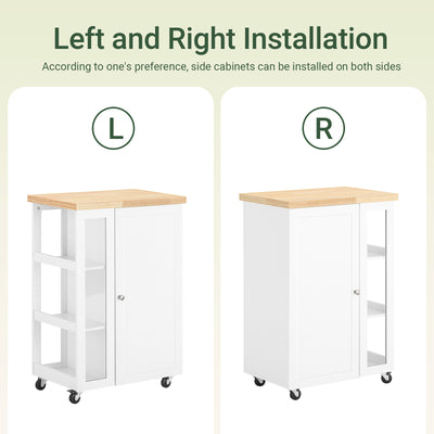 SoBuy FKW75-WN 3-tier tempered glass side rack mountable on left or right side flexible installation white kitchen trolley