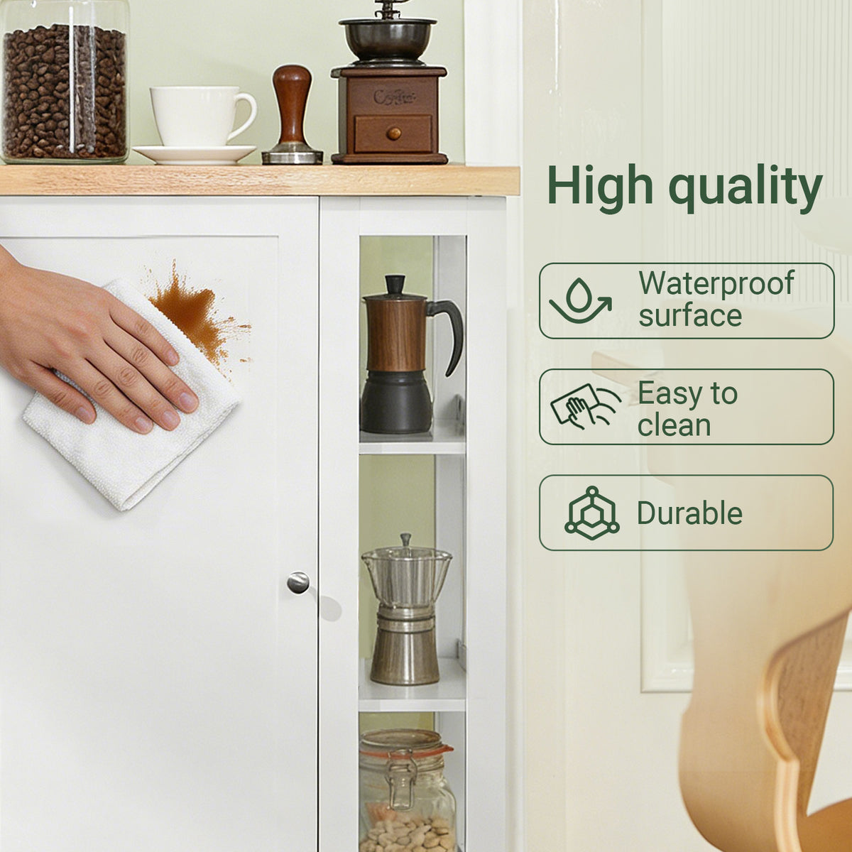 SoBuy FKW75-WN high-quality E1 MDF construction durable moisture-resistant white kitchen trolley 60x40x90cm