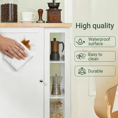 SoBuy FKW75-WN high-quality E1 MDF construction durable moisture-resistant white kitchen trolley 60x40x90cm